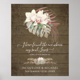 Boho Floral Orchid Pampas Grass Rustikale Hochzeit Poster