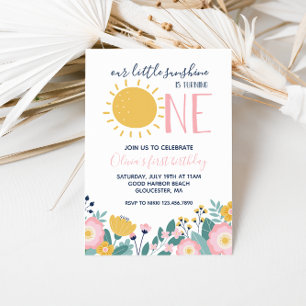 Boho Floral Our Little Sunshine 1. Geburtstag Einladung