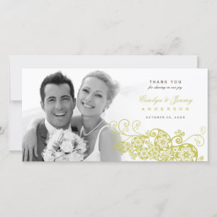 Boho Floral Paisley Mariage Merci Carte photo