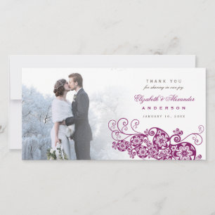 Boho Floral Paisley Wedding Vielen Dank Foto Card Dankeskarte