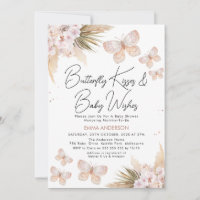 Boho Floral Pampas Butterfly Kisses Baby Shower