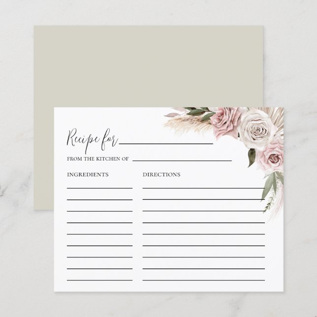 Boho Floral Pampas Fête des mariées herbe Carte Re (Devant / Derrière)