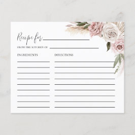 Boho Floral Pampas Grass Brautparty Rezept Karte