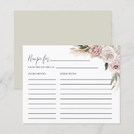 Boho Floral Pampas Grass Brautparty Rezept Karte