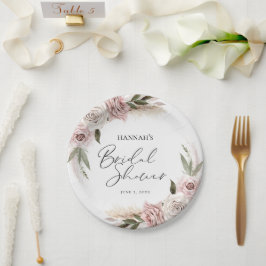 Boho Floral Pampas Grass Brautparty Willkommen Pappteller