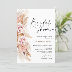 Boho Floral Pampas Grass Bridal Dusche Einladung