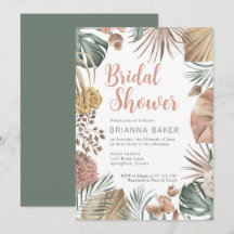 Boho Floral Pampas Grass Bridal Dusche Einladung