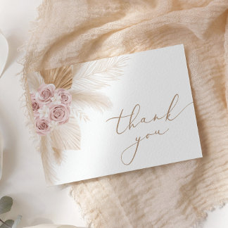 Boho Floral Pampas Grass Dankeskarte