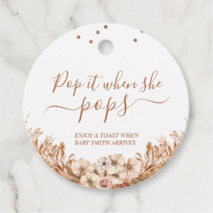 Boho Floral Pampas Grass Pop wenn sie Pop Geschenkanhänger