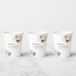 Boho Floral Pampas Grass Wedding Paper Cups Pappbecher