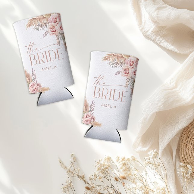 Boho Floral Pampas Rose Gold Bride Selters Dosenkühler (Von Creator hochgeladen)