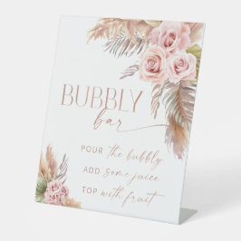 Boho Floral Pampas Rose Gold Bubbly Bar Sockelschild