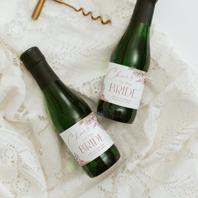 Boho Floral Pampas Rose Gold Cheers Mini (Von Creator hochgeladen)