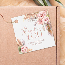Boho Floral Pampas Rose Gold Vielen Dank Geschenkanhänger