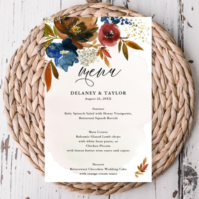 Boho Floral Paper Menu (Menü "Navy" und "Rust Wate Flyer (Von Creator hochgeladen)
