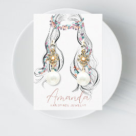 Boho Floral Pastel Wavy Hair Girl Blume Ohrringe Visitenkarte
