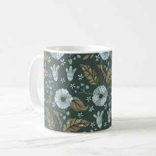 Boho Floral Pattern Blau Kaffeetasse