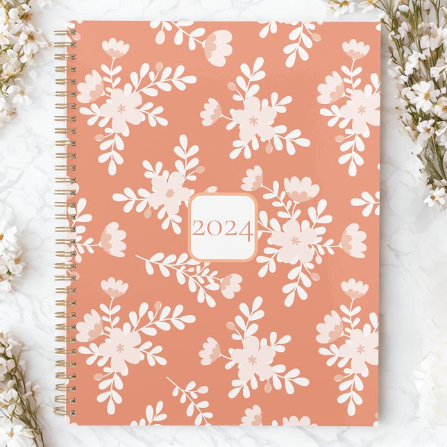 Boho Floral Peach & White Planer (Von Creator hochgeladen)