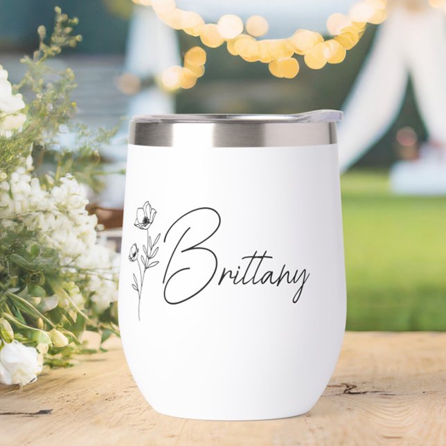 Boho Floral Personalisiert Bridesmaid Vorschlag (Personalized Bridesmaid Wine Tumbler with Name, Wedding Party Gifts, Bachelorette Favors)