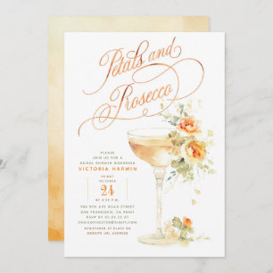 Boho Floral Petals und Prosecco Brautparty Einladung