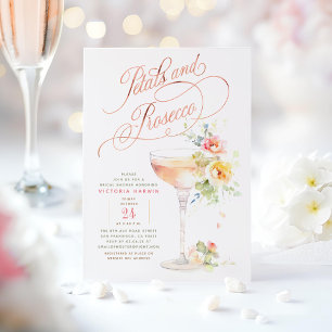Boho Floral Petals und Prosecco Brautparty Einladung