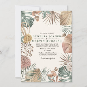 Boho Floral Pflanze Hochzeit Einladung
