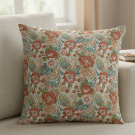 Boho Floral Pillow - Retro Paisley Design Kissen