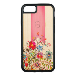 Boho Floral Pink anpassbar Carved iPhone 8/7 Hülle