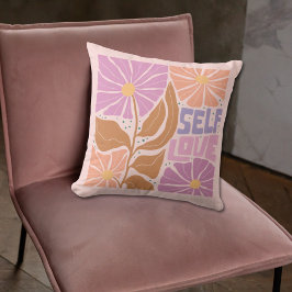 Boho Floral Pink Botanisches Affirmationskissen Kissen