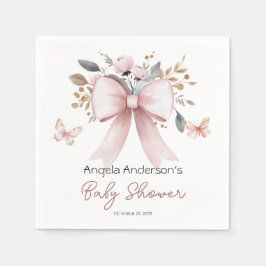 Boho Floral Pink Bow Girl Babydusche Serviette
