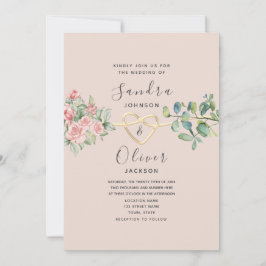 Boho Floral Pink Dusty Rose Wedding Einladung