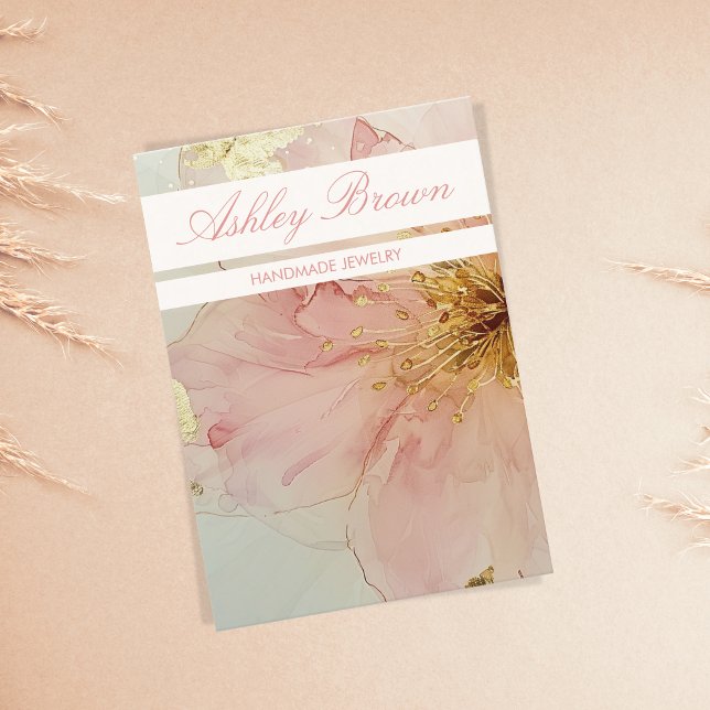 Boho Floral Pink Handmade Schmuck Earring Display Visitenkarte (Von Creator hochgeladen)