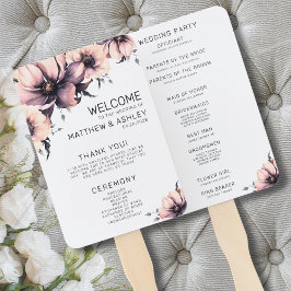 Boho Floral Pink Hochzeitsprogramm Fächer