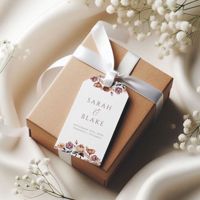 Boho Floral Pink Rose Garden Wedding Geschenkanhänger (Von Creator hochgeladen)