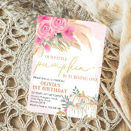 Boho Floral Pumpkin 1. Geburtstag Einladung