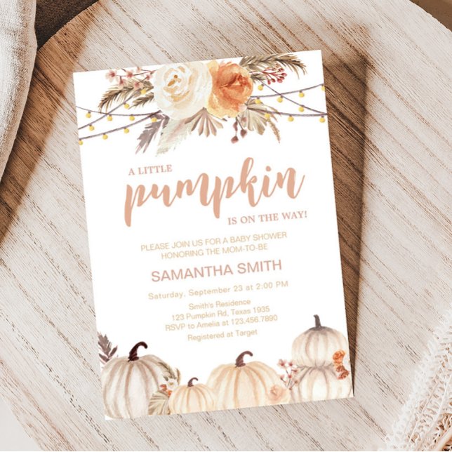 Boho Floral Pumpkin Baby Shower Einladung (Boho Pumpkin Baby Shower Invitation)