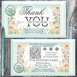 Boho Floral QR Code Logo Vielen Dank für Ihre Best Visitenkarte