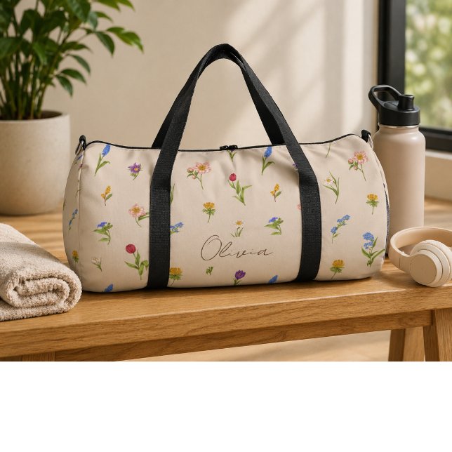 Boho Floral Rainbow Duffle Bag (Von Creator hochgeladen)