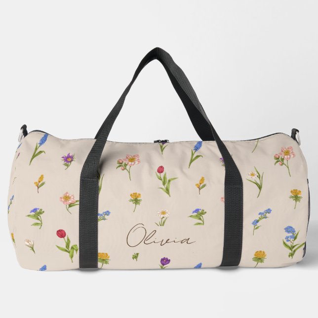 Boho Floral Rainbow Duffle Bag (Vorderseite)