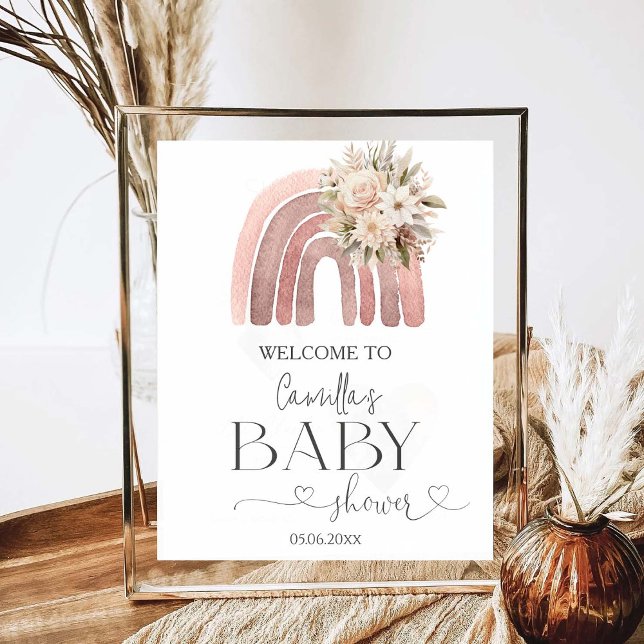 Boho Floral Rainbow Girl Baby Shower Poster (Von Creator hochgeladen)