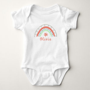 Boho Floral Rainbow mit Personalisiertem Namen Baby Strampler