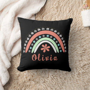 Boho Floral Rainbow mit Personalisiertem Namen Kissen