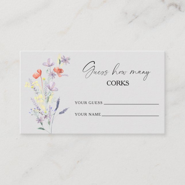 Boho Floral rät, wie viele Korks Bridgame Begleitkarte (Vorderseite)