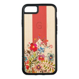 Boho Floral Red Anpassbar Carved iPhone 8/7 Hülle
