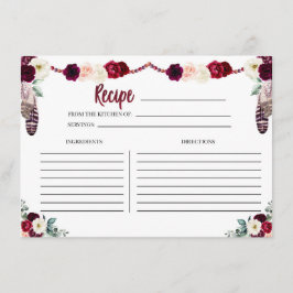 Boho Floral Rezeptkarte Begleitkarte