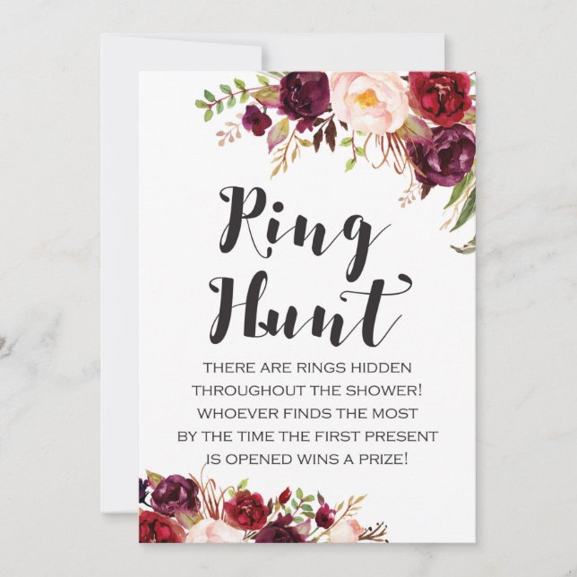 Boho Floral Ring Hunt Brautparty Game 12x18 Einladung (Vorderseite)