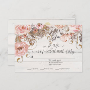 Boho Floral Rose Russe Bois RSVP Réponse