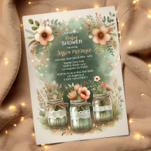 Boho Floral Rustic Floral Mason Jar Baby Dusche