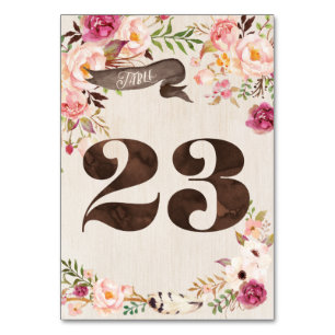 Boho Floral Rustic Mariage Numéro de tableau Carte