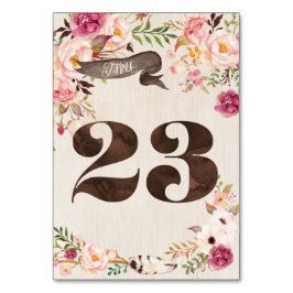 Boho Floral Rustic Wedding Tischnummer Card 23